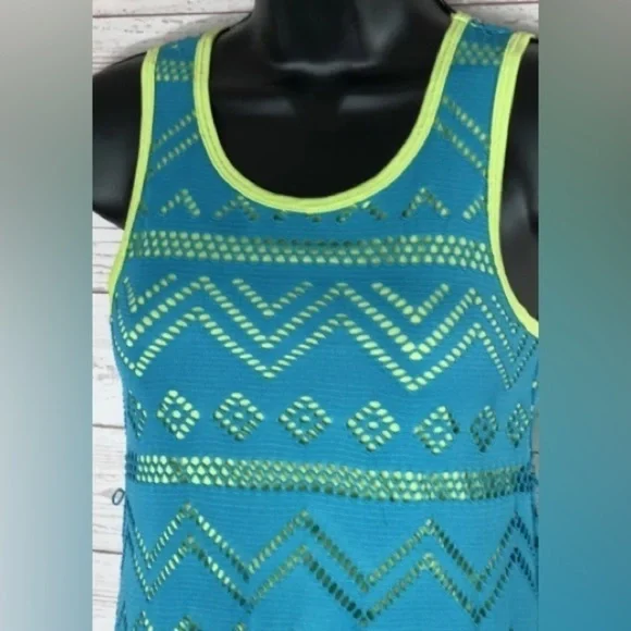 Paper Doll Girl Size 16 or W. Sm Teal Blue & Lime Layered Hi Low BEACH Dress - Picture 6 of 8